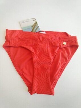 Sunseeker Australia Bikini Swim Bottom Oxy Fire Orange Red Palm Textured NWT 4/6
